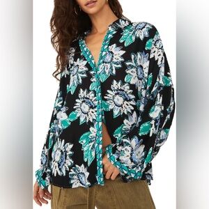Free People Good Vibrations Blouse Size Small